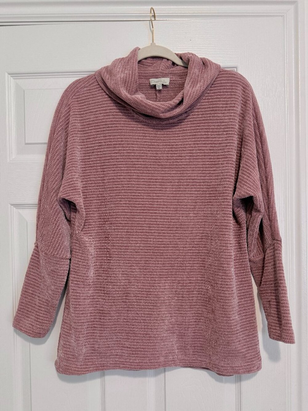 Chenault Dusty Rose Chenille Cowl Neck Dolman Sleeve Sweater Size XL